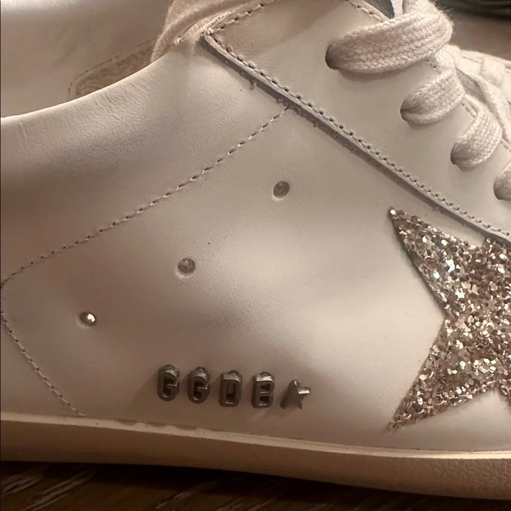 GG Collection Cream and Grey Gold Star Sneakers - Picture 3 of 8